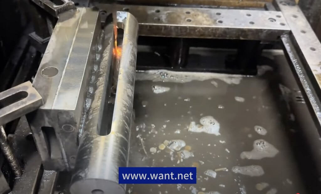 CNC Wire EDM cutting through a hollow center